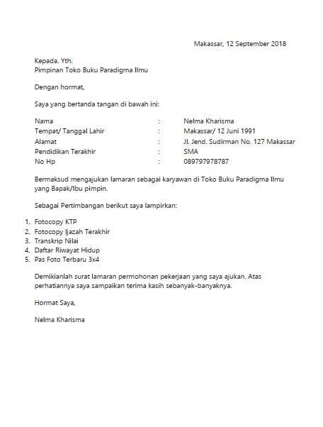 17++ Contoh surat lamaran pekerjaan di toko terbaru terbaik