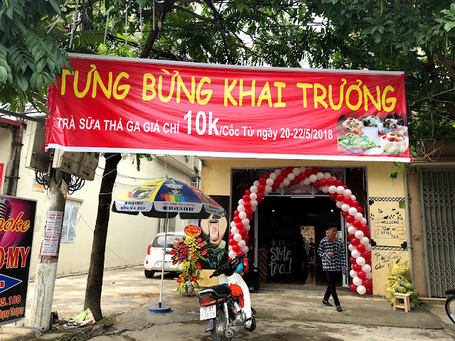 trang trí cổng bóng khai trương