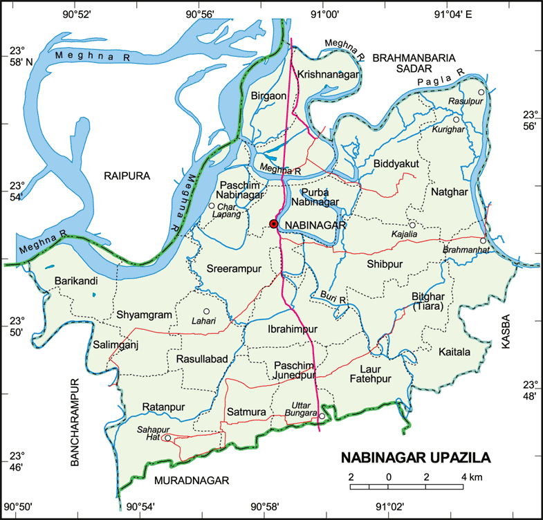 Nabinagar Upazila Map Brahmanbaria District Bangladesh