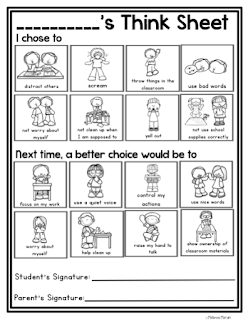 Ms. Moran's Kindergarten: Behavior Expectations and Think Sheet