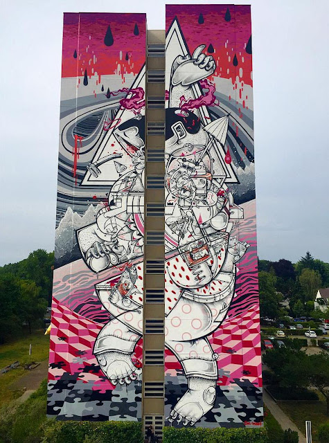 Berlin, Germany is the latest city to welcome an artwork from the twin duo Raoul and Davide Perre, better known as How & Nosm.