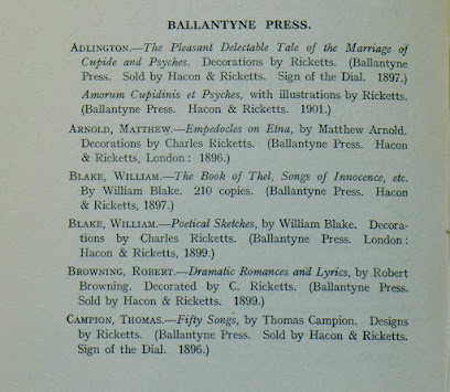 'Ballantyne Press' list in University College of North Wales, Bangor. The Owen Pritchard Collection of Pottery, Glass and Books (1921)
