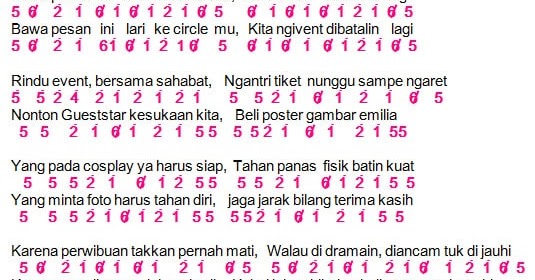 Not Angka Lagu Peradaban Perwibuan Feast Dunia Not Angka