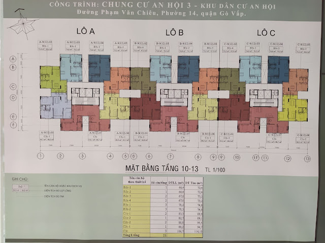 Mặt bằng dự án Chung cư An hội 3 - Tầng 10-13