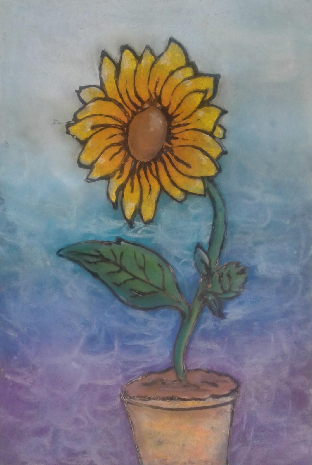 a faithful attempt Glue Line Chalk Pastel Sunflowers
