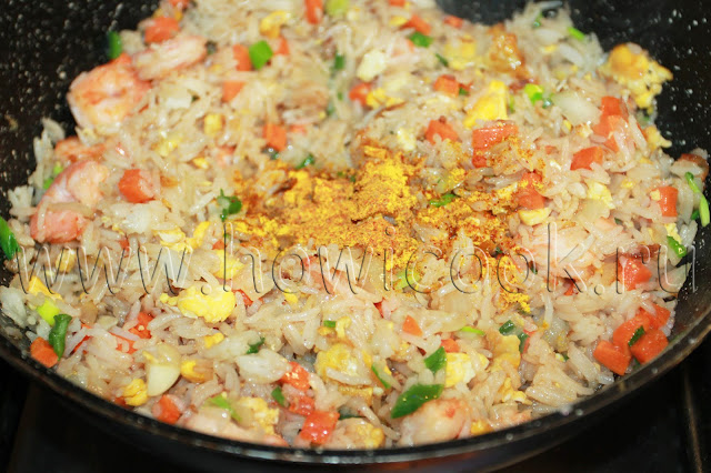 рецепт жареного риса с креветками с пошаговыми фото