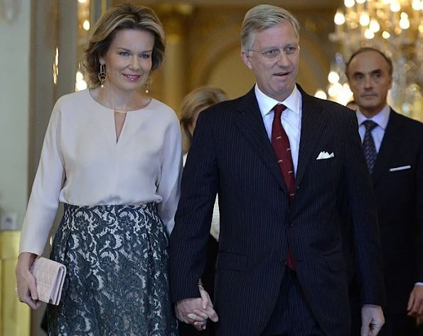 Queen Mathilde of Belgium and King Philippe of Belgium held a traditional New Year's reception for the Members of Belgian Parliament