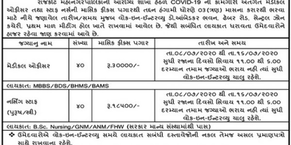 Rajkot Municipal Corporation (RMC) Recruitment 2020 – 80 Medical Officer & Nursing Staff Posts