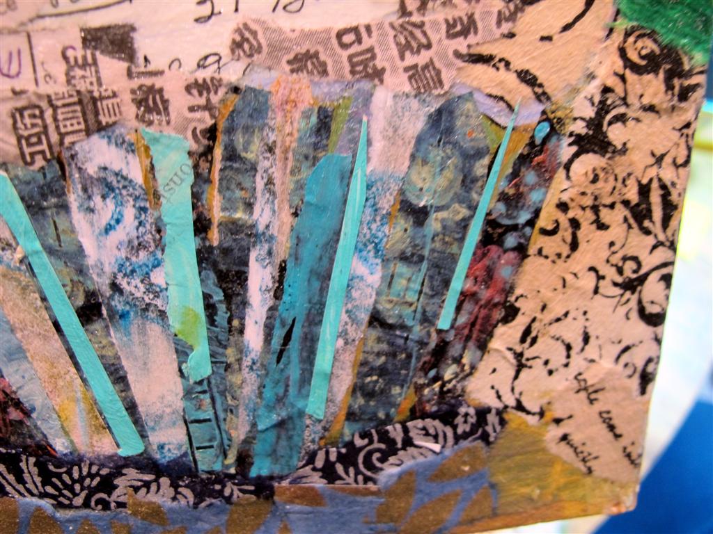 Nancy Standlee Fine Art: Cupcake Torn Paper Collage Painting, Arles