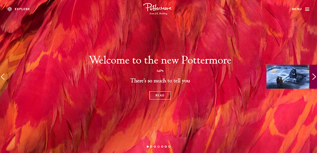Homepage del nuovo Pottermore
