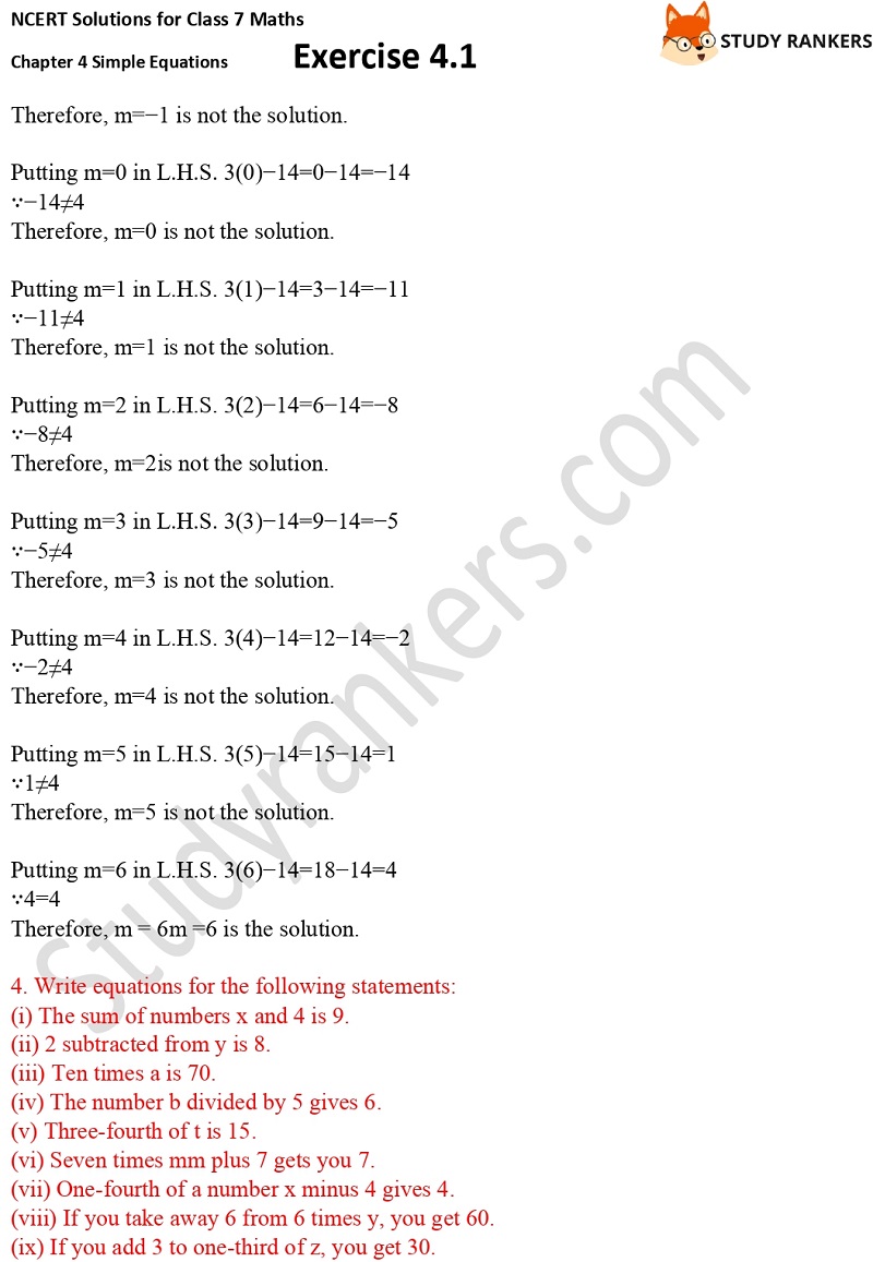 NCERT Solutions for Class 7 Maths Ch 4 Simple Equations Exercise 4.1 4