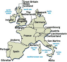 Karta över Europa Politiska Regionen: Karta över Västeuropa Politiska Bild