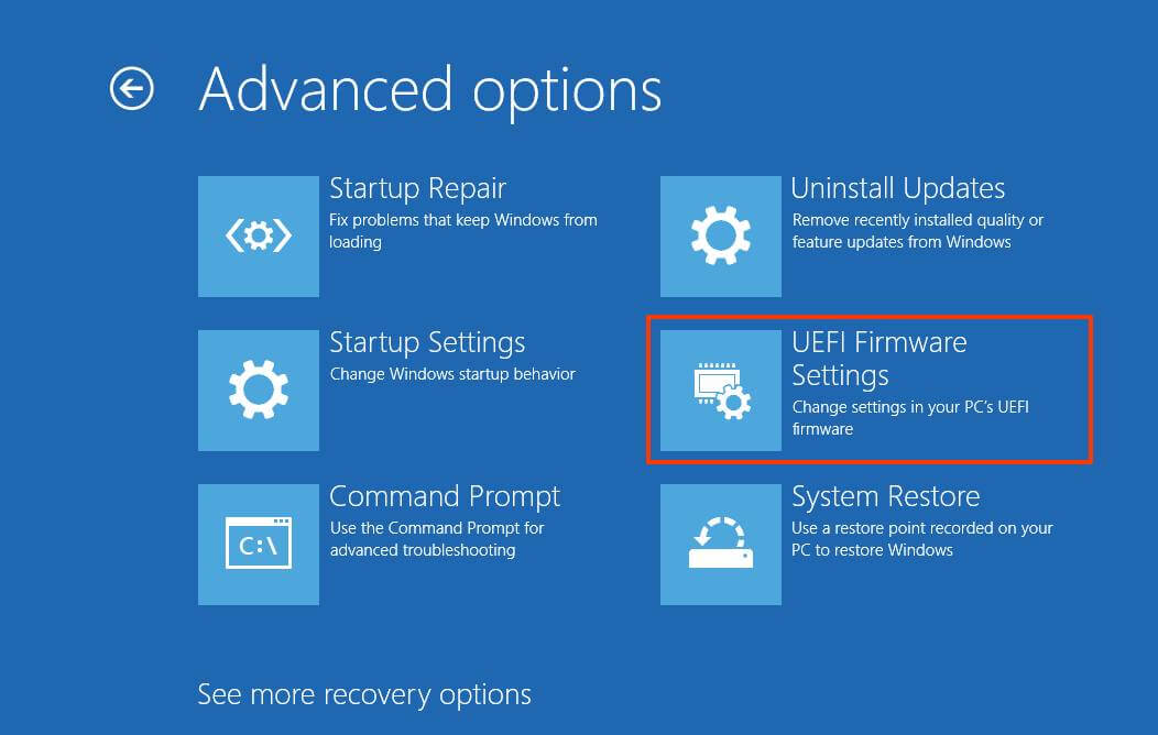 uefi firmware settings advanced startup