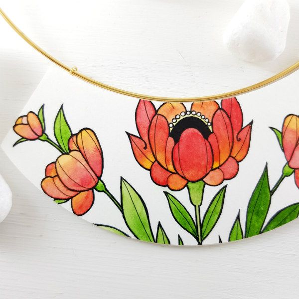 Hand painted floral necklace