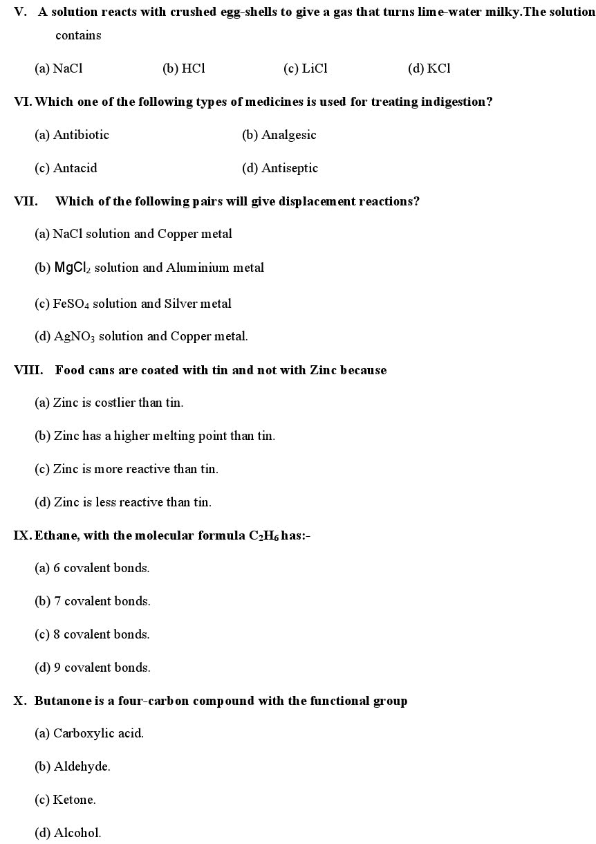 Class 10 Sample Paper Science 202021 Class 10