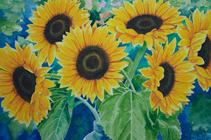 zonnebloemen geschilderd door mijn vader