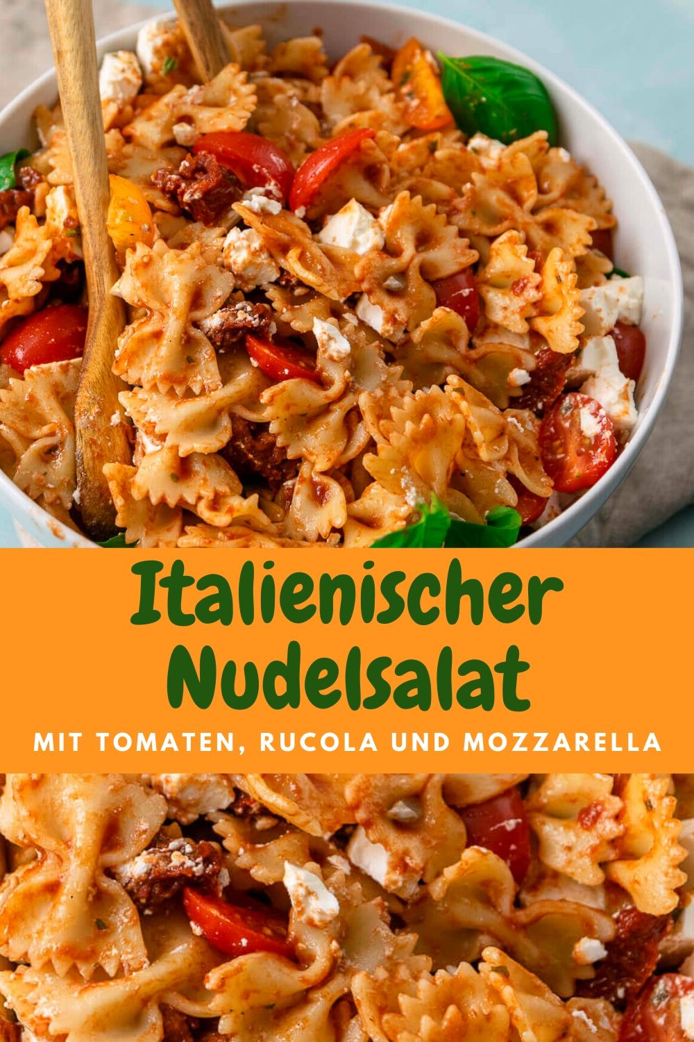 Italienischer Nudelsalat mit Tomaten, Rucola und Mozzarella | Best recipe