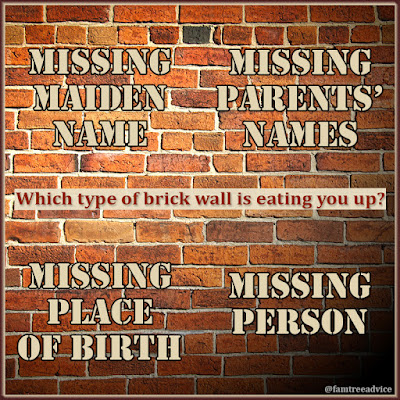 Focus on the type of brick wall, then think of all the documents than can break it down.