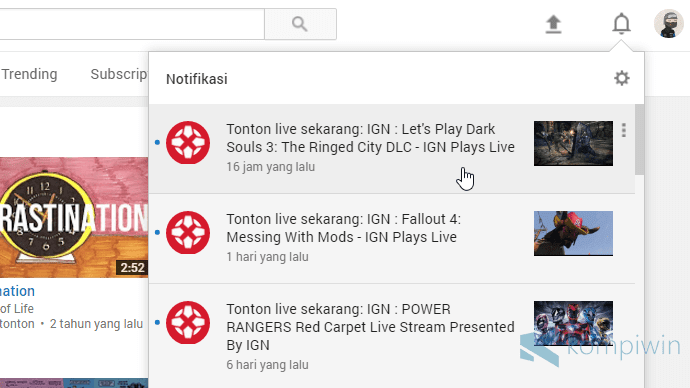 cara mendapat pemberitahuan video baru youtube