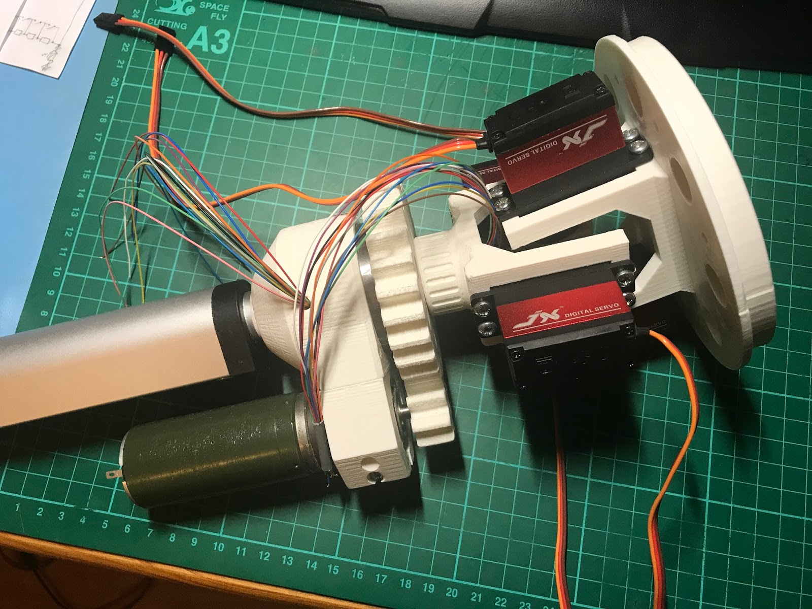 Head pitch, roll and yaw mechanism