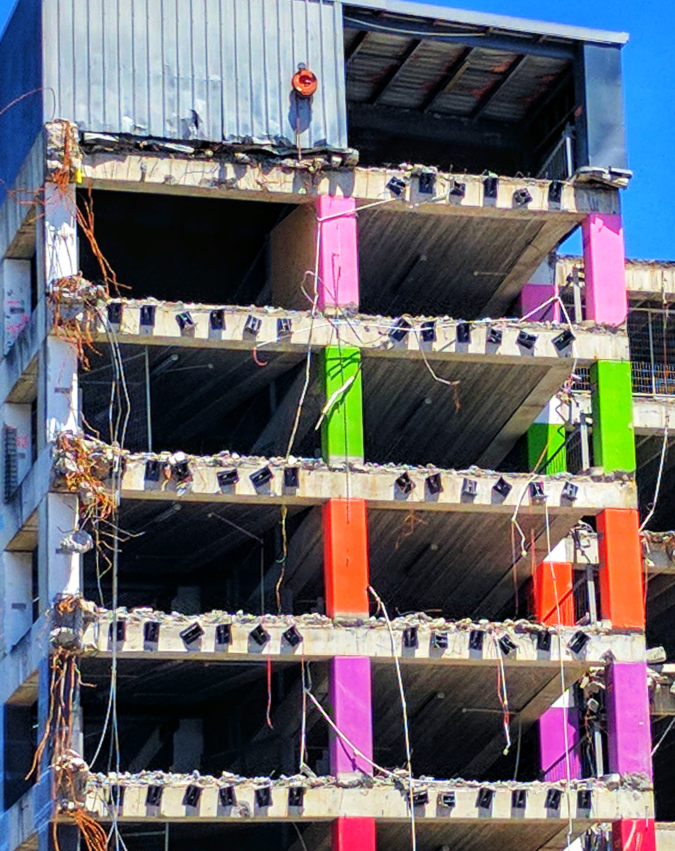 Wellington car park building being demolished