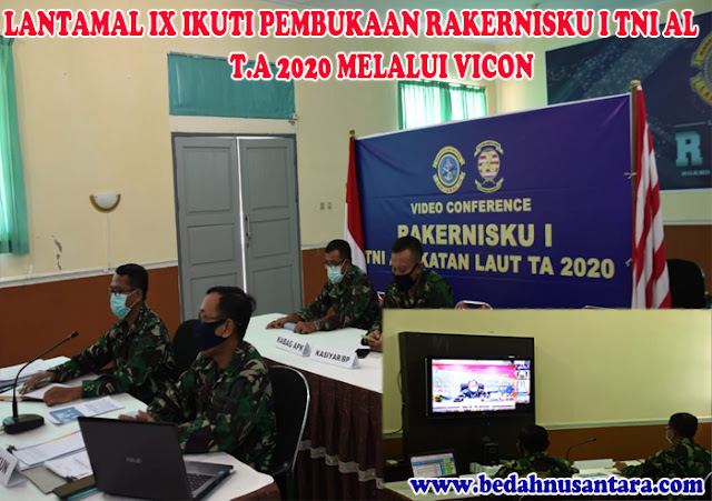 LANTAMAL IX IKUTI PEMBUKAAN RAKERNISKU PERTAMA TNI AL T.A 2020 MELALUI VICON 1 TNI%2BAL