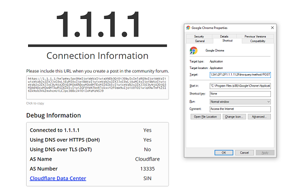 Chrome DNS sobre HTTPS