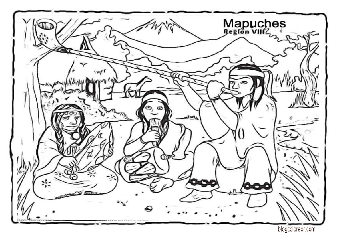 Pueblos Originarios De Chile Para Niños Colorear Dibujos Infantiles