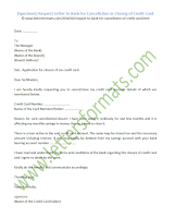 Request Letter to Bank for Cancellation or Closing of Credit Card (Sample) Request Letter to Bank for Cancellation or Closing of Credit Card (Sample)