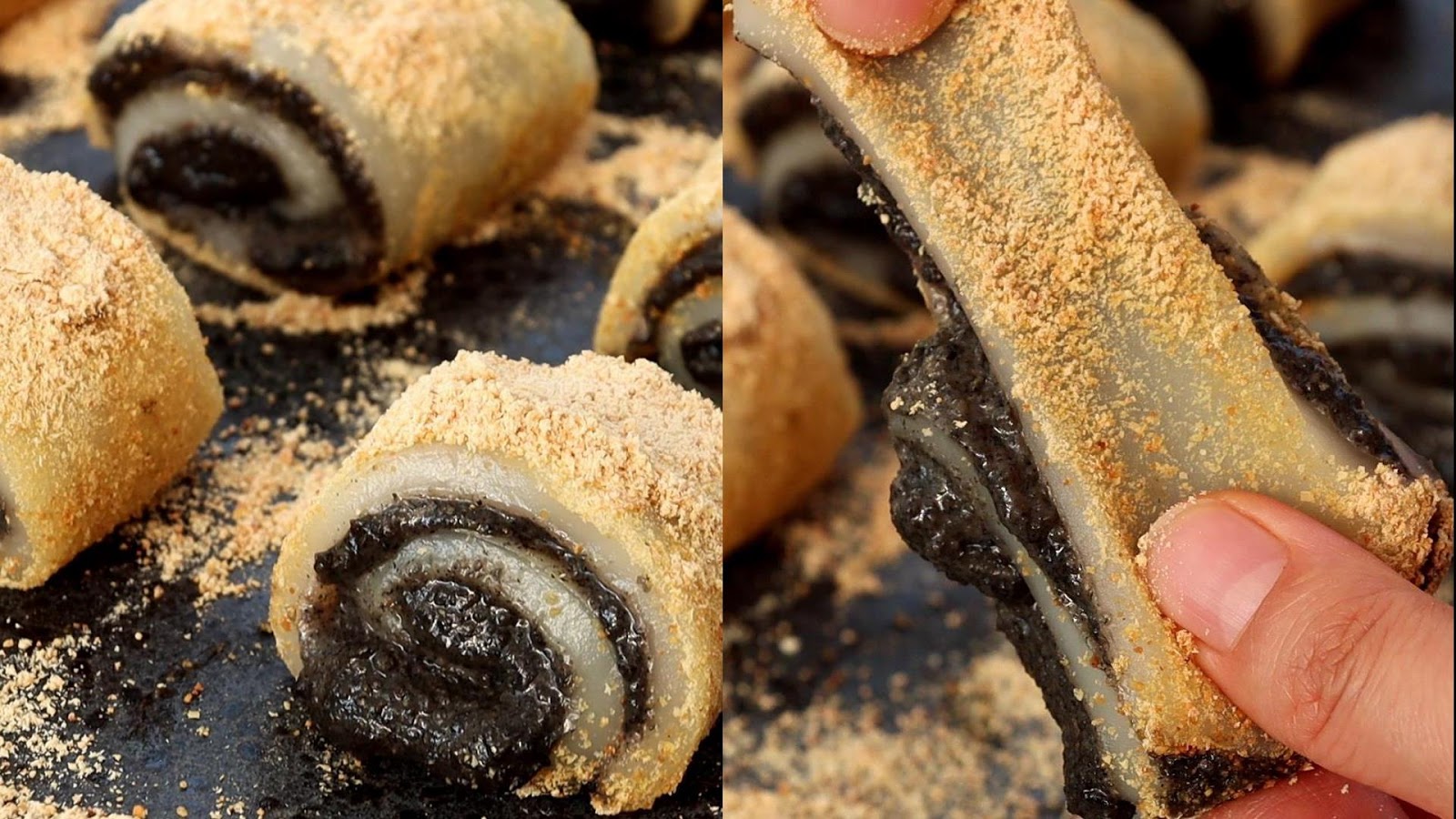 Josephine's Recipes How To Make Glutinous Rice Cake Roll with Black