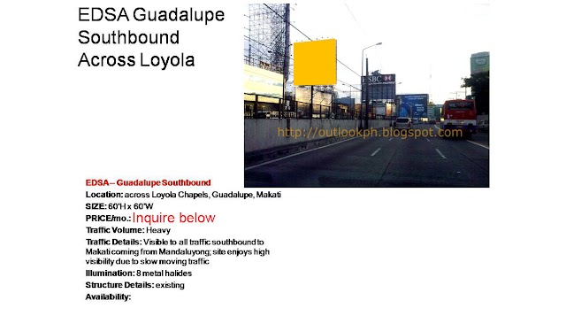 Available Billboard : EDSA GUADALUPE SOUTHBOUND ACROSS LOYOLA