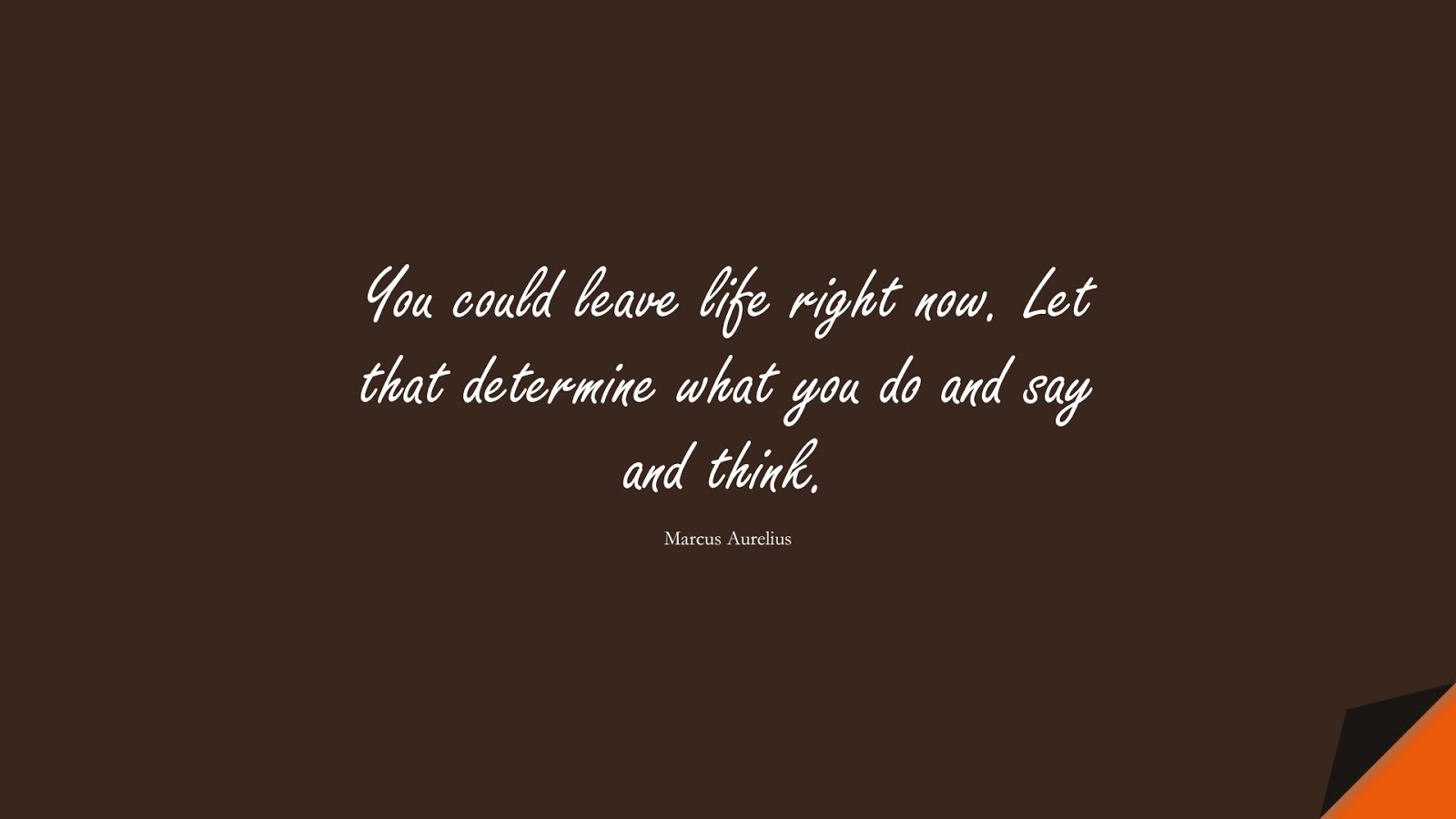 You could leave life right now. Let that determine what you do and say and think. (Marcus Aurelius);  #BestQuotes