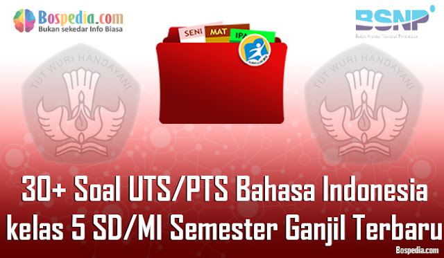 30+ Contoh Soal UTS/PTS Bahasa Indonesia kelas 5 SD/MI Semester Ganjil Terbaru