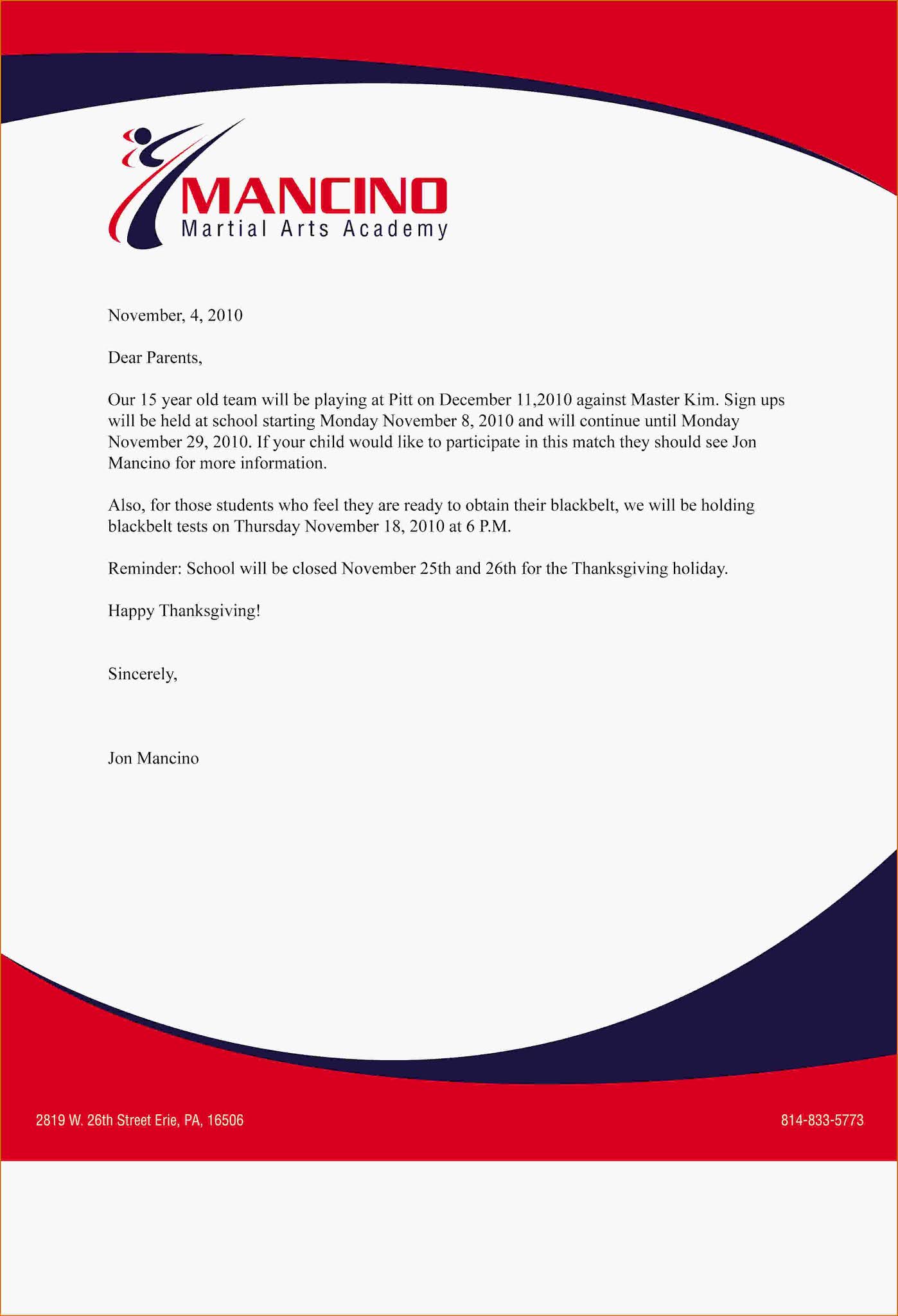 Sample Business Letter For All Type Of Business