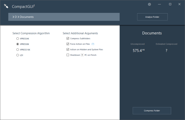 Compresser les programmes installés avec CompactGUI