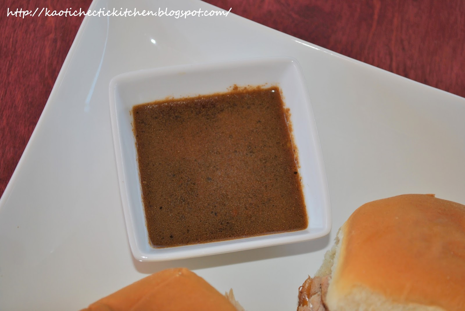 pork tenderlon with au jus aka open faced pork tenderloin "french" dip