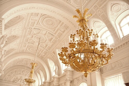 Gold chandelier moldings interiors