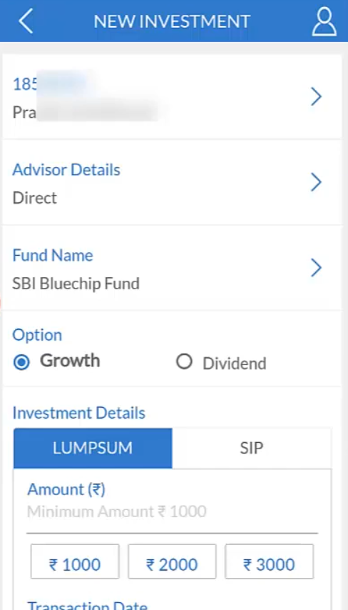 Invest lump sum amount in SBI mutual fund using SBIMF mobile app?