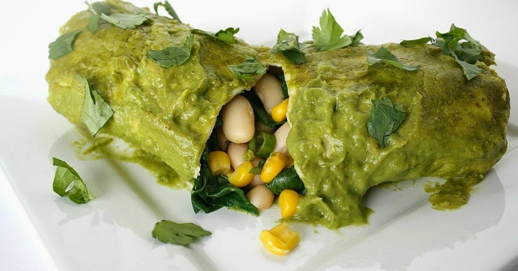 The Garden Grazer White Bean Spinach Enchiladas with Avocado Cilantro