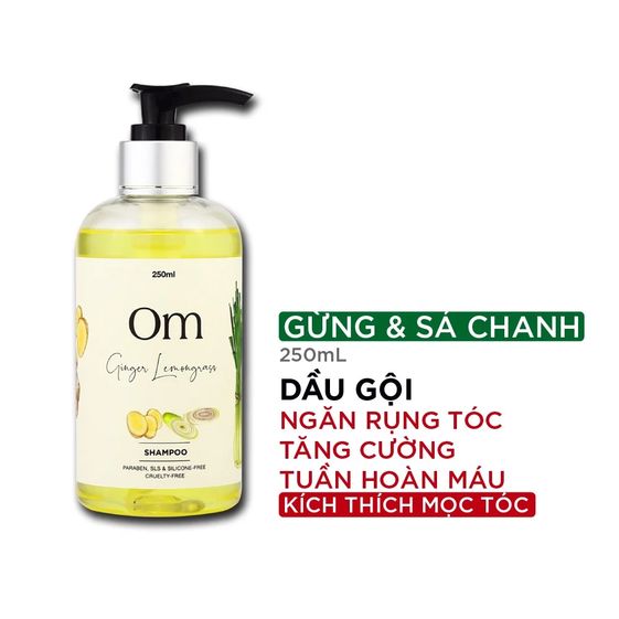 DẦU GỘI NGỪA RỤNG VÀ KÍCH THÍCH MỌC TÓC TINH DẦU GỪNG SẺ & SẢ GINGER LEMONGRASS 250ML - OM FOUNTAIN 6 sm 687651361260 1621218066290