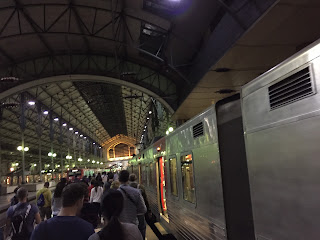 Train arriving back at Rossio Station in Lisbon