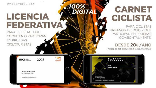 La Licencia Federativa y el Carnet Ciclista serán 100% digitales