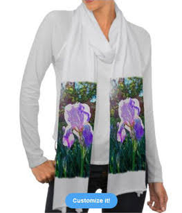 "Sunlit Iris" artistically edited iris photo Scarf