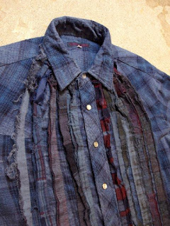 REBUILD BY NEEDLES "Ribbon Flannel Shirt - Indigo Dye & Black Dye" Fall/Winter 2015 SUNRISE MARKET