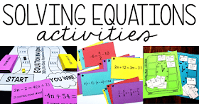 Are you looking for a fun solving equations activity? In this post are a bunch of solving equations activities that work great as centers, stations, review activities and independent work.