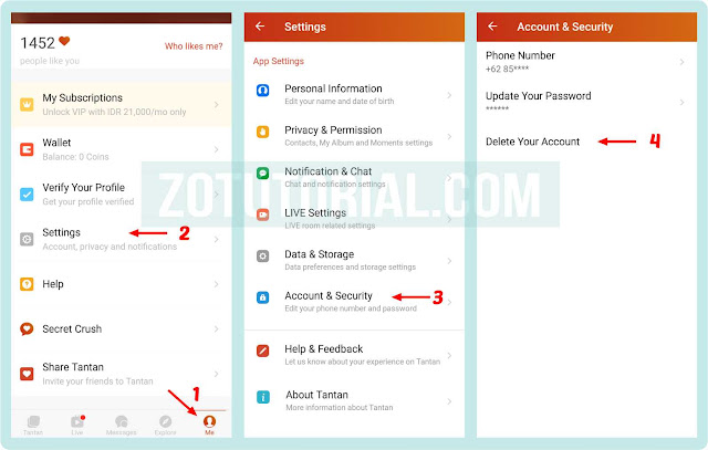 Cara Menghapus Akun Tantan Secara Permanen