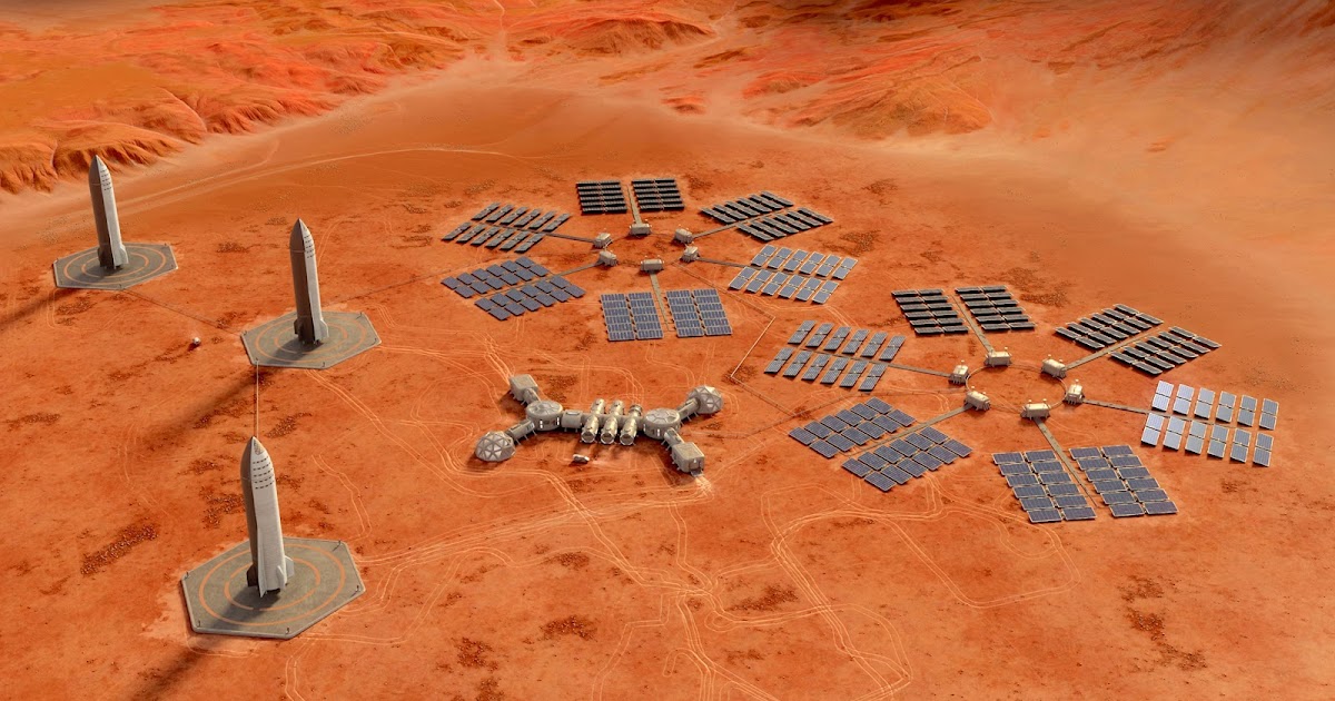 SpaceX Starships at Mars Base Alpha by Konstantin Ermolaev