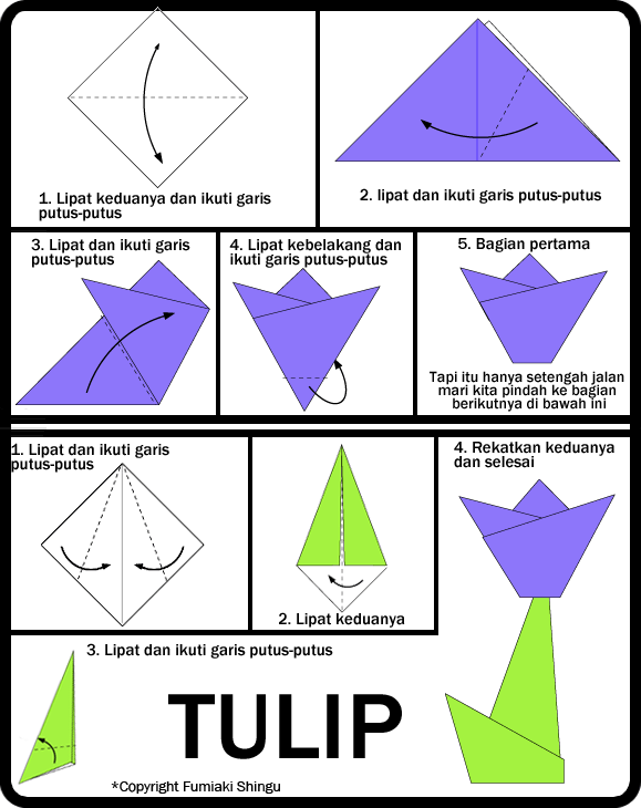 Cara Membuat Bunga  Tulip Dari Kertas  Origami  Yang Mudah 
