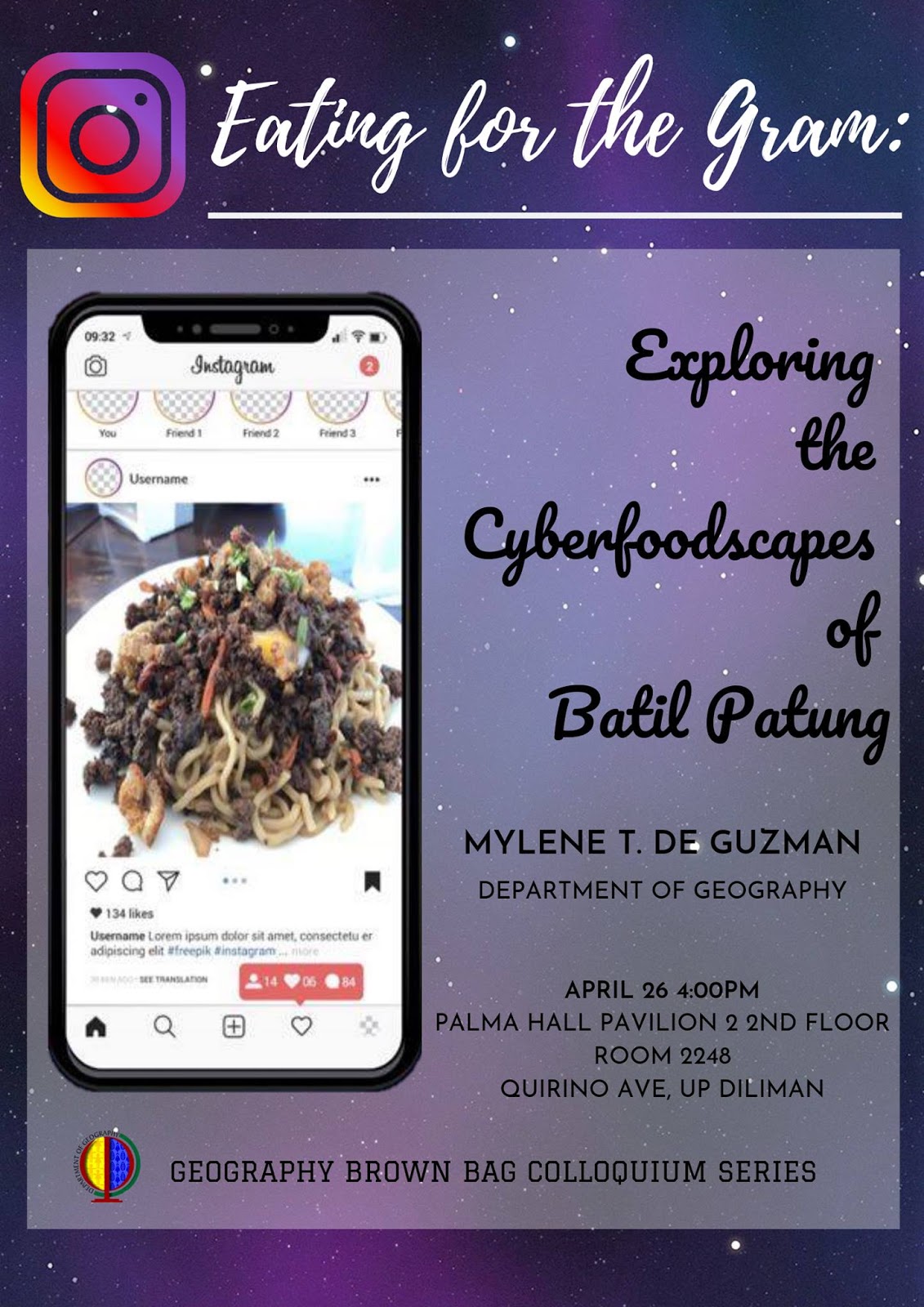 UPD Department of Geography News and Events Geography Brown Bag