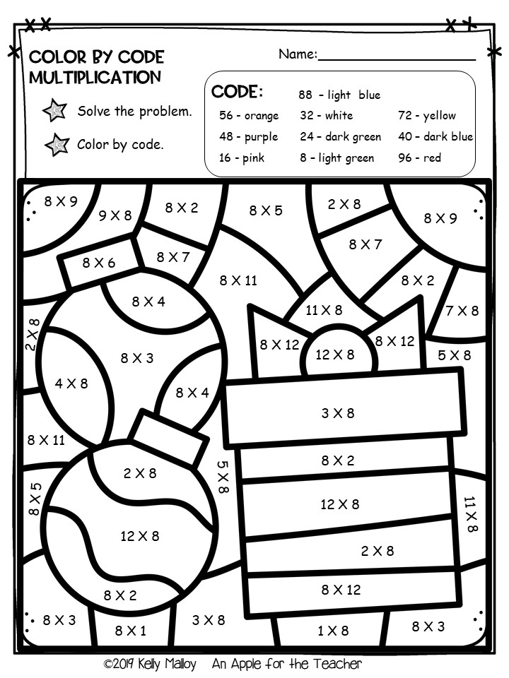 an-apple-for-the-teacher-christmas-color-by-number-worksheets